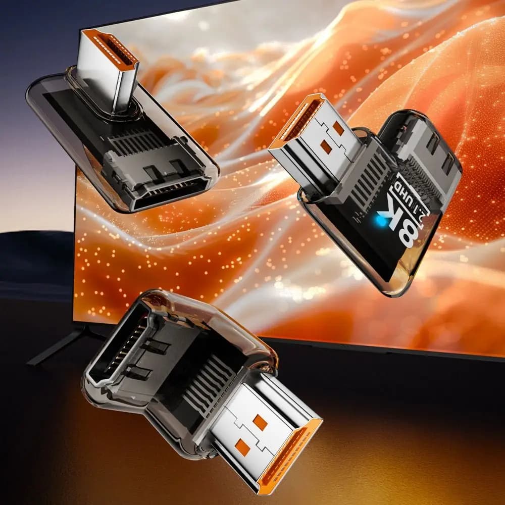 Adattatore HDTV 8K 60HZ Maschio-Femmina con Indicatore Luminoso, Estensore UHD2.1 Trasparente Mini ABS per Laptop e Proiettore