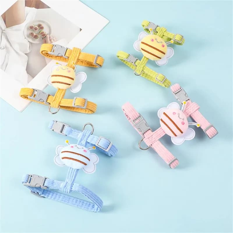 Pet Puppy Dog Harnesses Leash Set Bee Animals Shape Dog Cat Harnesses Soft Adjustable Outdoor Walking Anti-lost Pet Supplies