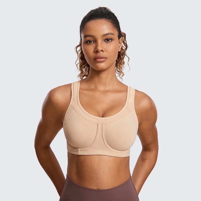 Reggiseno sportivo da donna con cuscinetti rimovibili ad alto impatto, con ferretto, copertura totale, supporto per allenamento, corsa