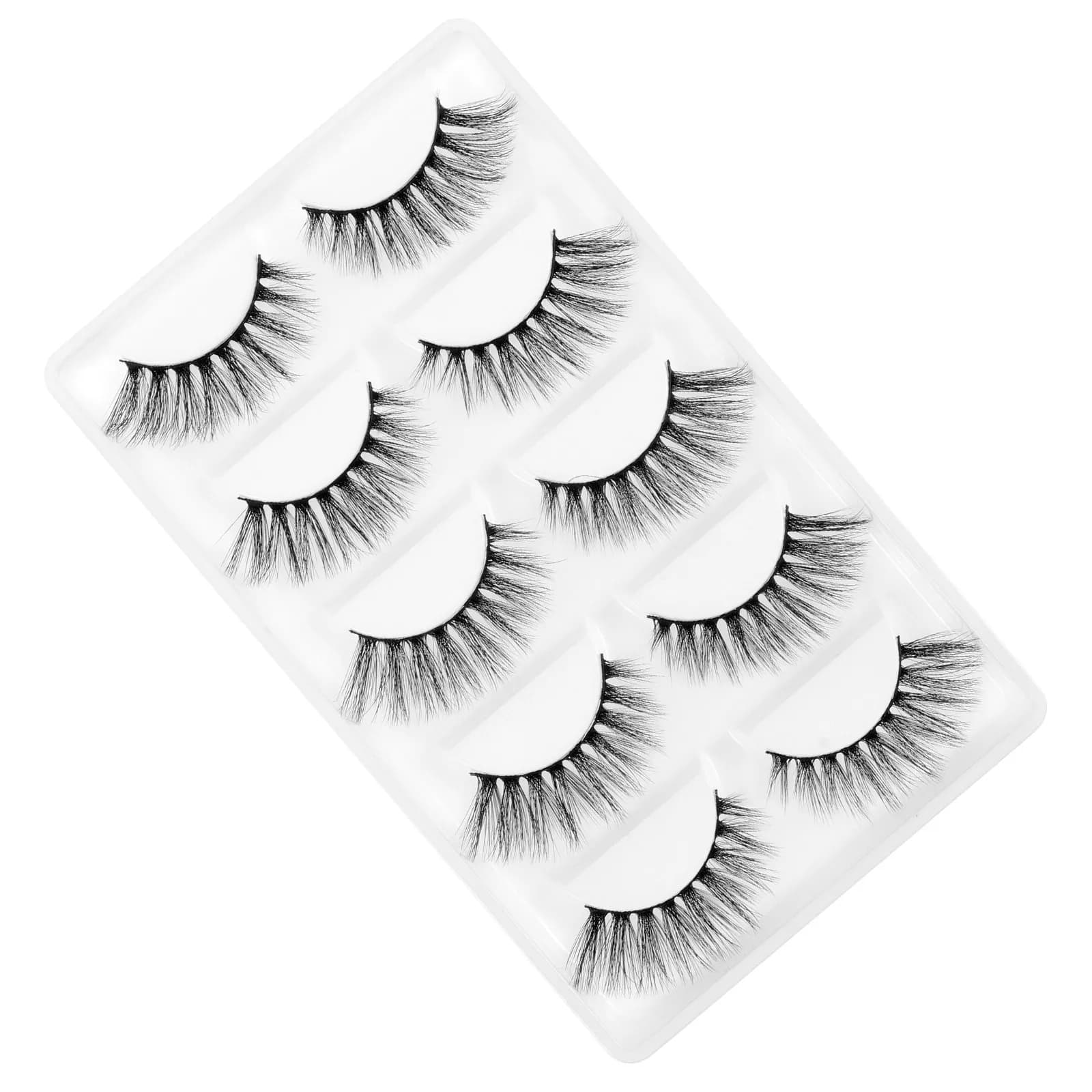 5 paia di ciglia finte in fibra 3D, nere, spesse, lunghe e arricciate, ciglia artificiali leggere per donne e ragazze, trucco dall'aspetto glamour