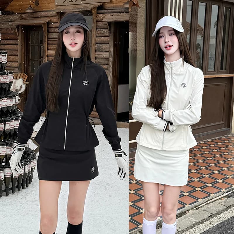 PL Golf Women Windproof Warm Jacket Zip Stand Collar Long Sleeve Coat Ladies Golf Pencil Skirts Slim Tennis Skorts with Short
