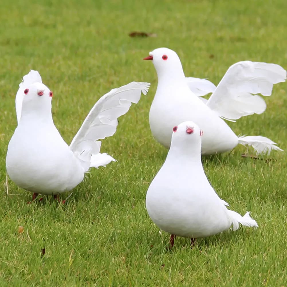 3Pcs Lightweight Realistic White Dove Artificial Birds Wedding Decor Shopping Mall Garden Lawn Green Plant Pairing Elegant Bird