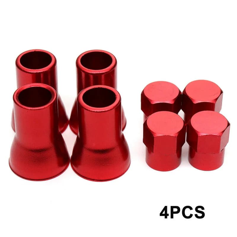 4 Set TR413 Rosso Auto Camion Pneumatico Ruota Valvola della gomma Stelo Tappi esagonali con Coperture per manicotti Accessori per ruote per pneumatici per auto Parti esterne
