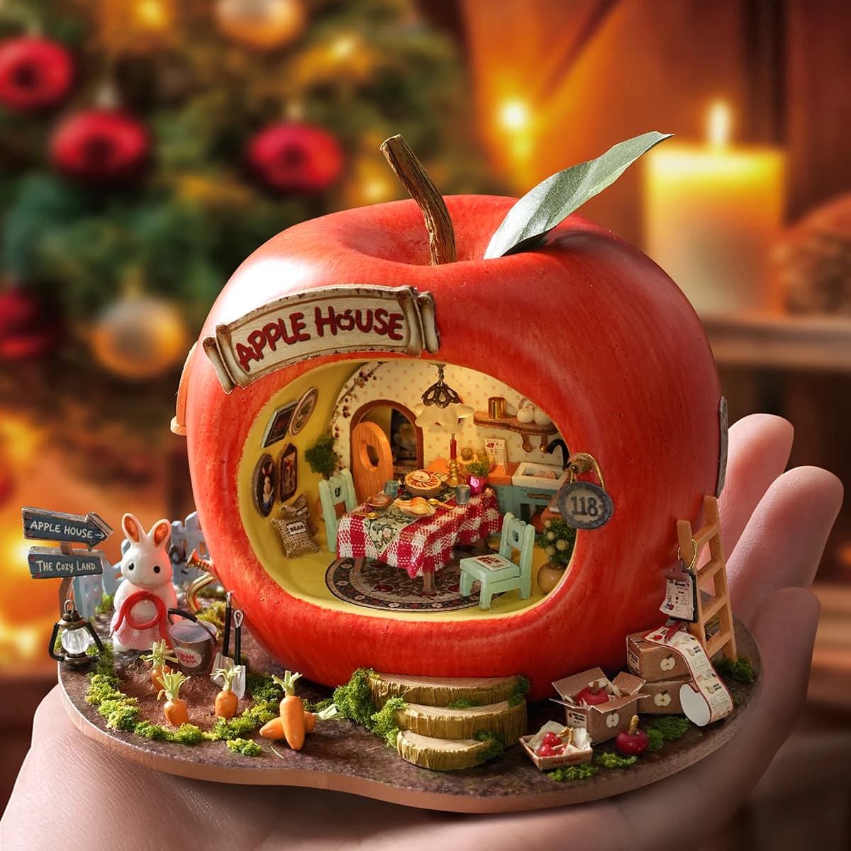 2026 NUOVO Set Casa delle Bambole Micro Fruit Apple House, Modello Puzzle 3D Fai da Te, Set Giocattolo Artigianale, Decorazione per Stanza e Camera da Letto, Regalo di Compleanno per Ragazze