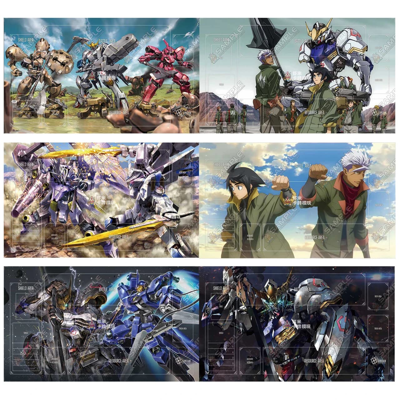 Tappetino da gioco GCG Gundam 600x350mm Iron Blooded Orphans per carte collezionabili, 2mm con bordo cucito, griglia per carte, tappetino in gomma Barbatos per giochi da tavolo, giocattoli