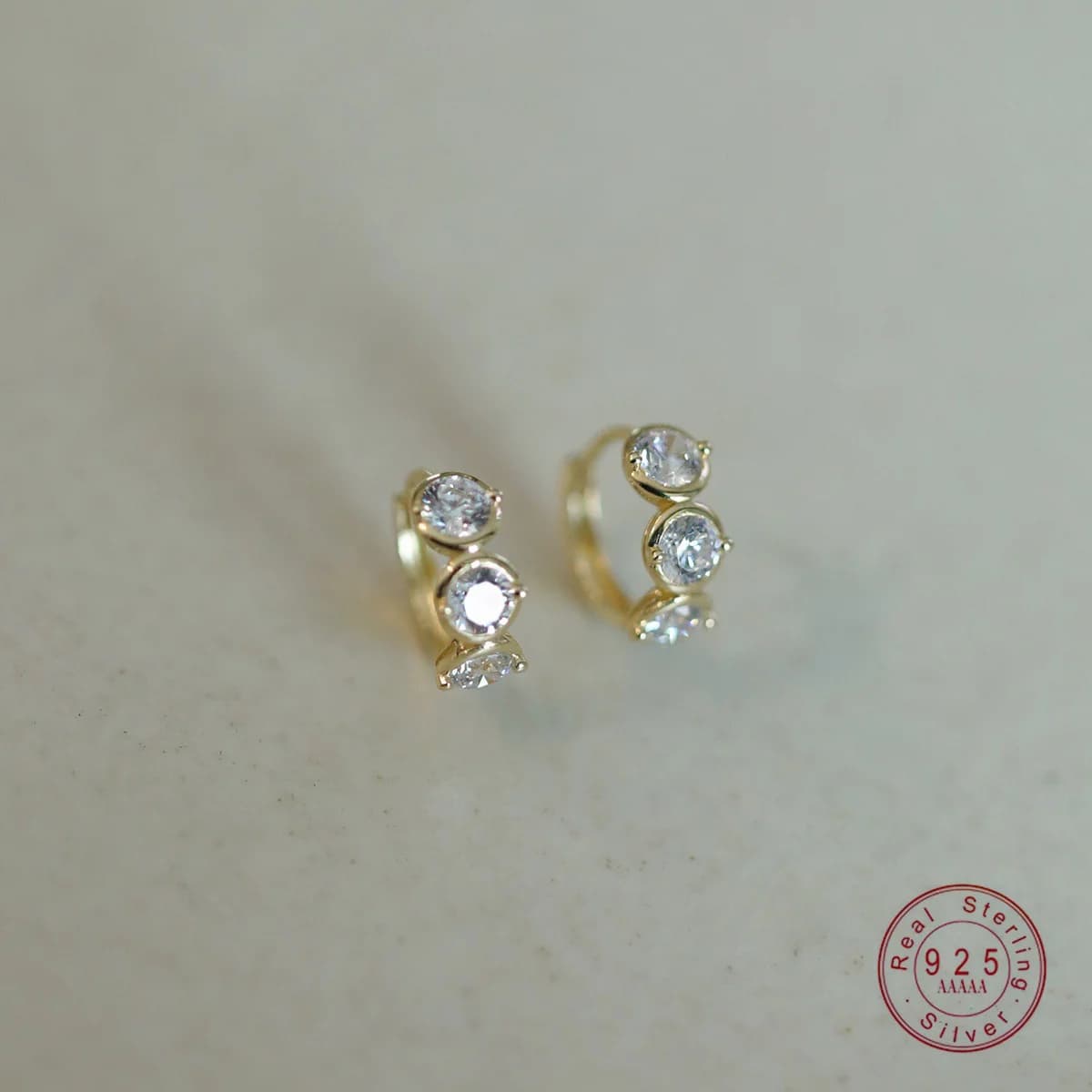 925 Sterling Silver Plated 14K Gold Fashionable Shiny Zircon Geometric Earrings for Women Exquisite Temperament Daily Jewelry