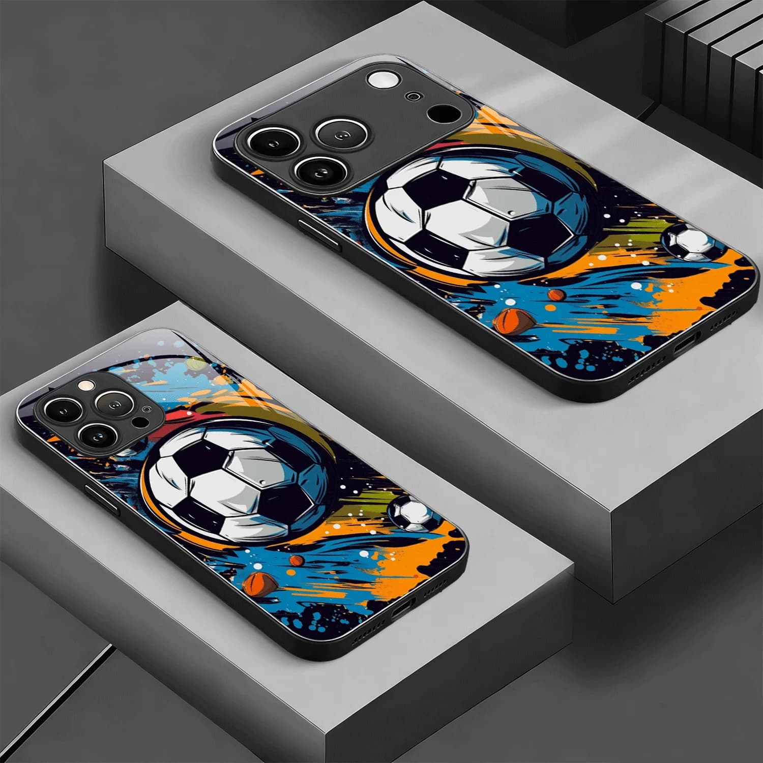 Colorful Sports Ball Illustration Leather patterned phone case for iPhone 11/12/13/14/15/16/17 Pro ProMax