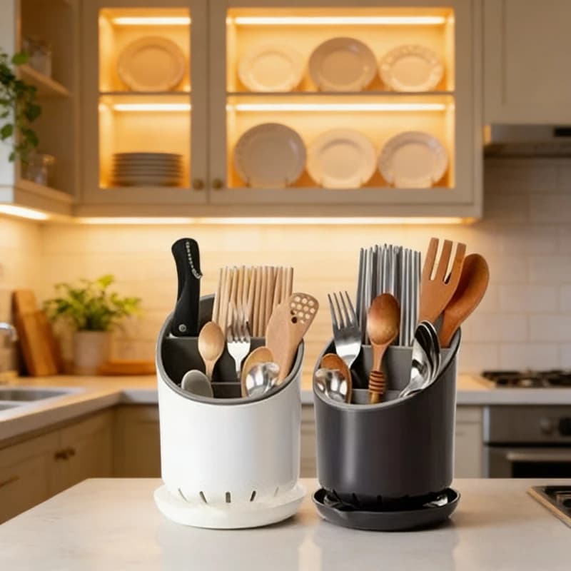 1 Piece Door Plastic Kitchen Tools with Tray Cutlery for Bacchette, Knives, Cucchiai and Forchette, for the Home Cooking Organization
