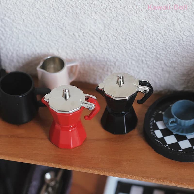 Mini caffettiera casa delle bambole utensili da caffè modello scena in miniatura giocattolo simulazione per bambini