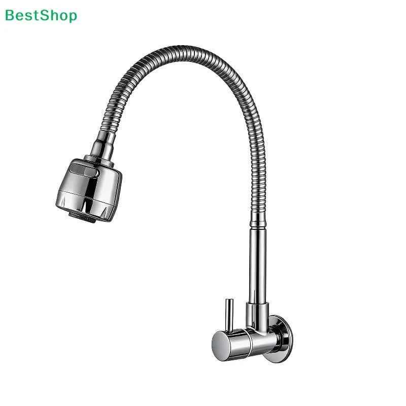 ⚑Wall Mounted Flexible Gooseneck Kitchen Faucet,360° Swivel Sprayer Sink Tap with Dual Modes for Laundry/Utility Room