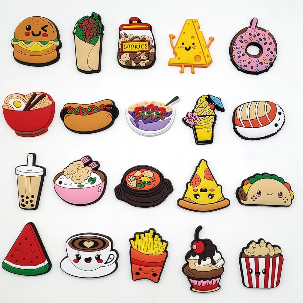 1 pcs PVC food pizza pie shoes pendants for Crocs badge DIY sandals unisex buckle for kids brooch decoration jeans shoes accessories