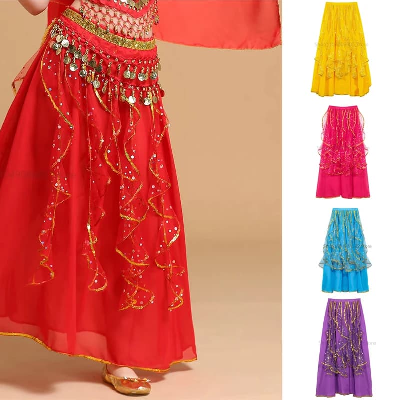 Costume da Danza del Ventre in Stile Etnico, Abito da Ballerina Araba per Donne Adulte e Bambini, Gonna Orientale per Feste e Spettacoli