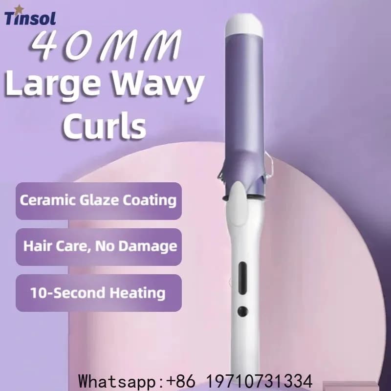 TINSOL 40mm Professional Curling Iron – Rotating Barrel Electric Curler for Salon-Quality Large Waves