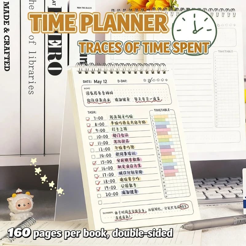 2 pezzi di agenda a spirale A5, quaderno per programmi giornalieri, blocco note per la lista delle cose da fare, 160 pagine, spesso, per ufficio, scuola, cancelleria