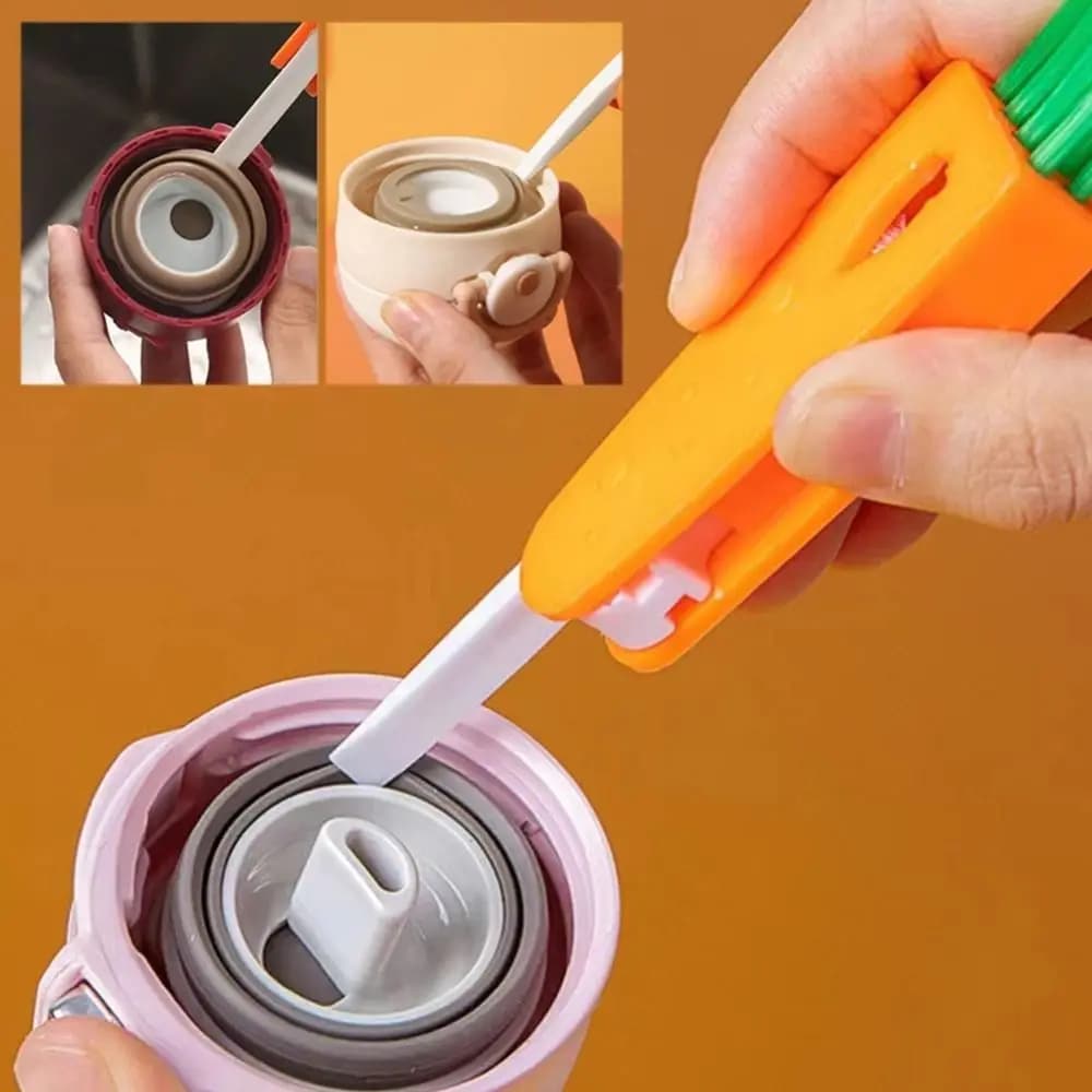 Spazzola per la pulizia delle fessure delle bottiglie a forma di cartone animato 360 ° Spazzola per la pulizia delle fessure delle tazze con design flessibile e girevole, detergente multifunzionale per cannucce