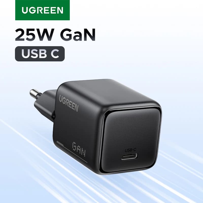 UGREEN 25W GaN Caricabatterie per iPhone 16 15 14 Pro Max Samsung S25 Xiaomi Tablet iPad Air Pro PD 3.0 Mini USB C Caricatore rapido per telefono