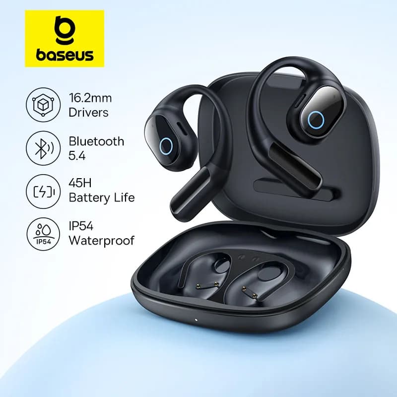 Baseus Eli 10i Fit Auricolari Open-Ear Ganci per l'orecchio Cuffie Bluetooth 5.4 wireless IP54 Auricolari sportivi a conduzione aerea impermeabili