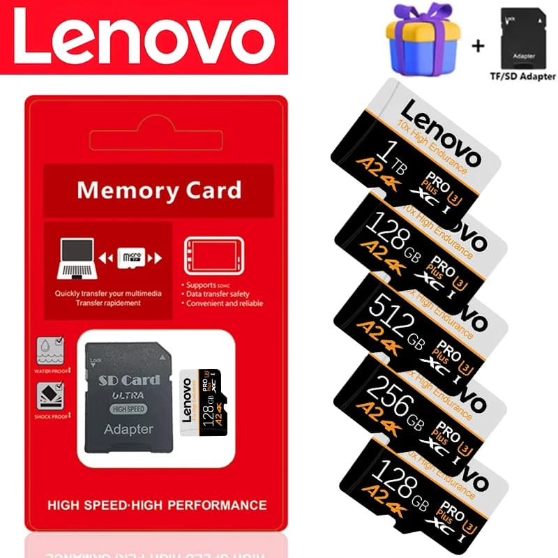 Extended Capacity Lenovo TF Cards Memory Card SD Cards Micro TF SD 32GB 128GB 1TB 10 Waterproof V30 for Smartphone / Mobile