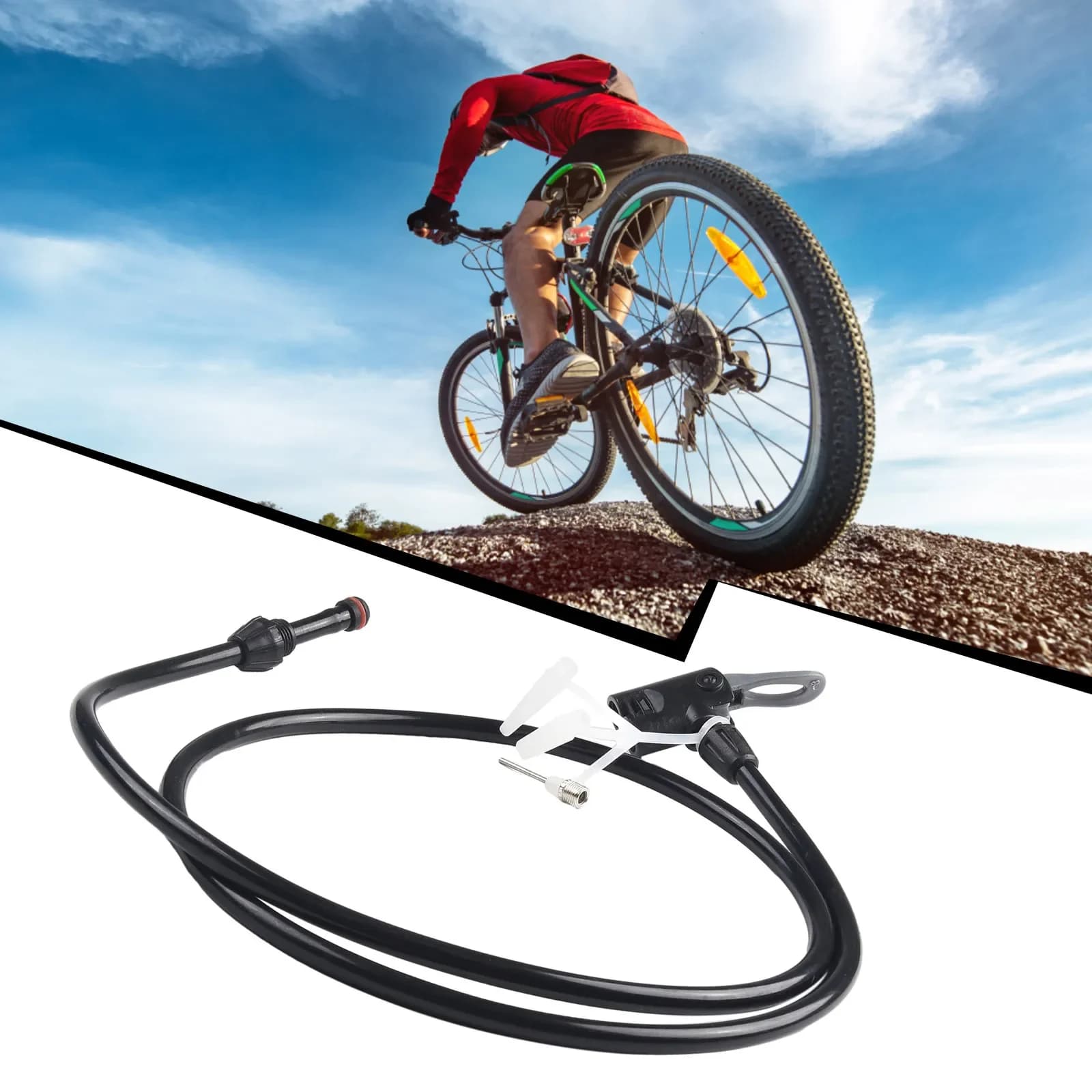 1x Tubo flessibile per pompa per biciclette 125 cm/Pompa d'aria per bici/Tubo di prolunga/Tubo per pompa/Connettore per pompa d'aria/Accessori per ciclismo