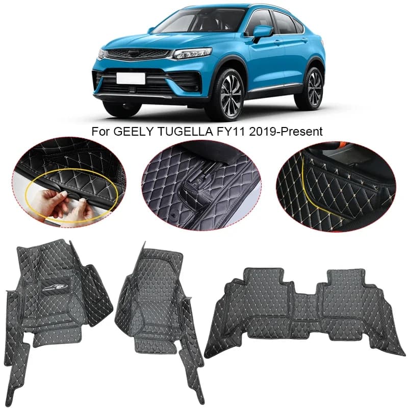 3D Full Surround Per Geely Tugella FY11 2019-2025 Auto Tappetino Fodera Rilievi Del Piede In Pelle PU Tappeto Impermeabile Accessori Auto