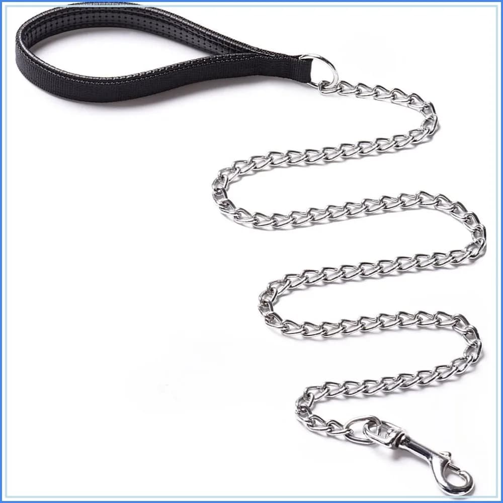 Heavy Duty Dog Leash, Metal Chain Leash with Padded Handle for Large & Medium Dogs, 6 ft x 3.0 mm, 25-120 lbs