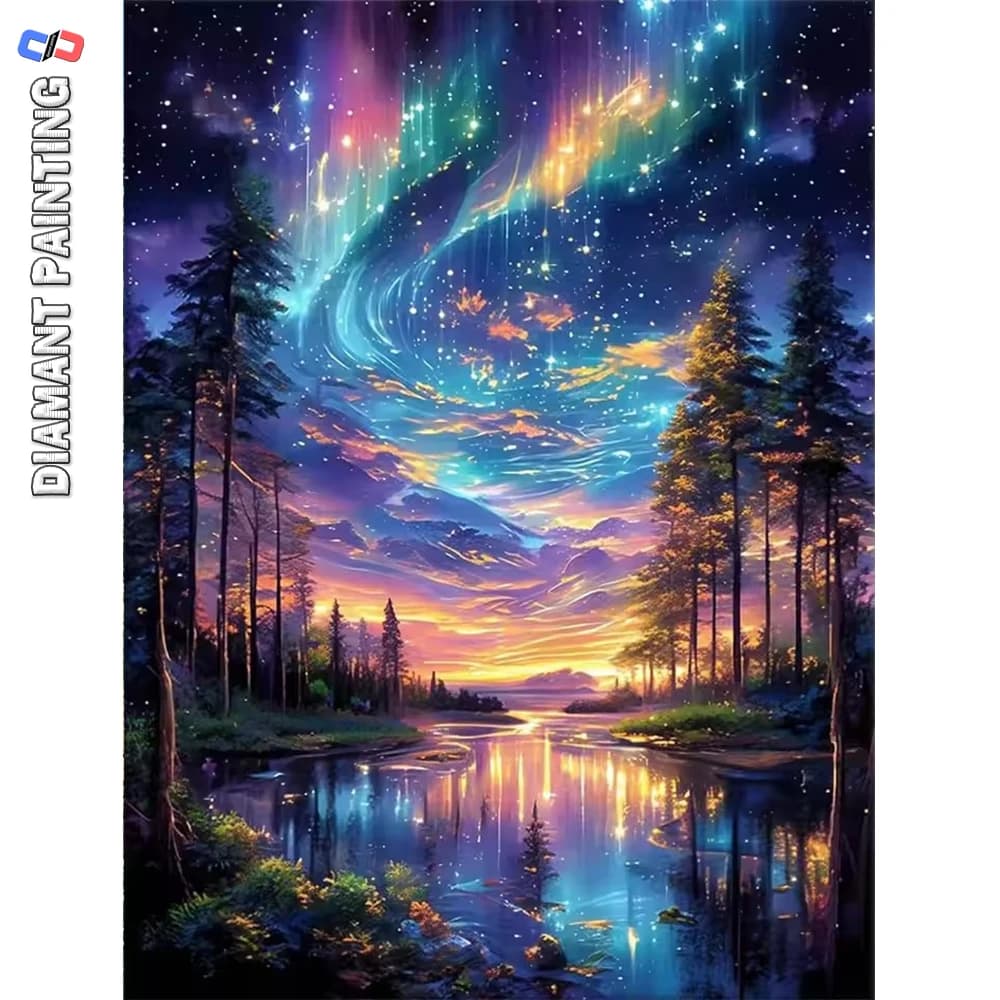 Nabi 5D DIY River Diamond Painting Landscape Picture Acrylic Diamond Mosaic Tree Suitable For Beginners Handmade Hobby