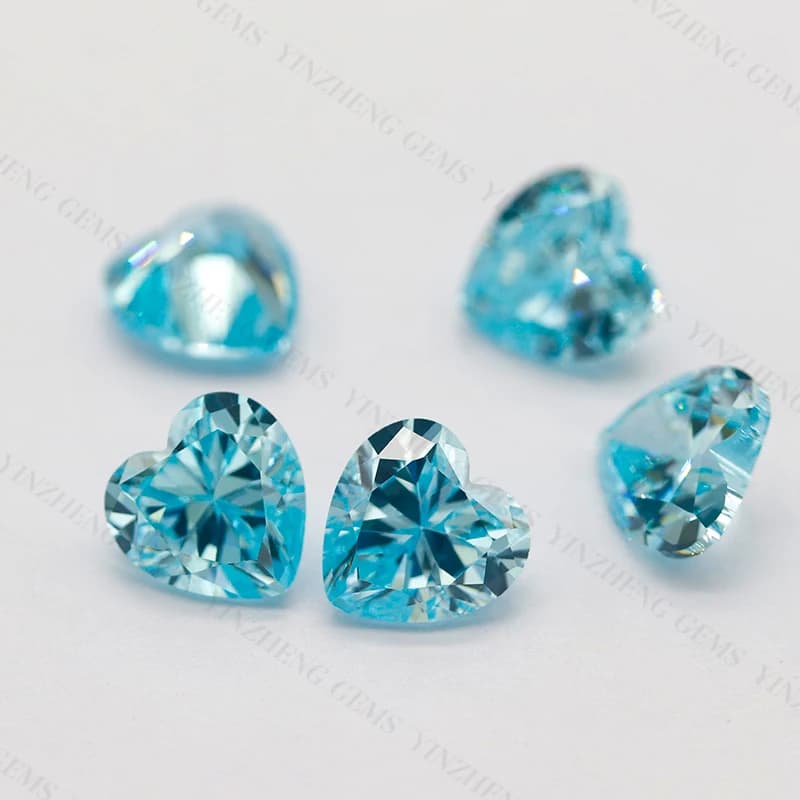 AAAAA Cubic Zirconia Heart Shape Aquamarine Colour Synthetic For Jewelry Making Rings Earring Loose Gemstones