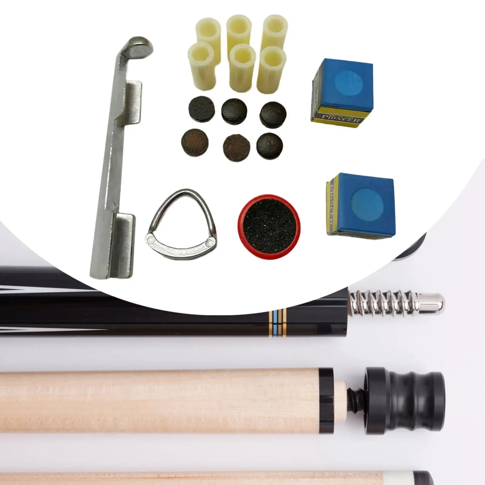 Kit di Riparazione per Stecche da Biliardo con Morsetto in Metallo e Modellatore Punta, Strumenti di Manutenzione per Stecche da Snooker e Biliardo