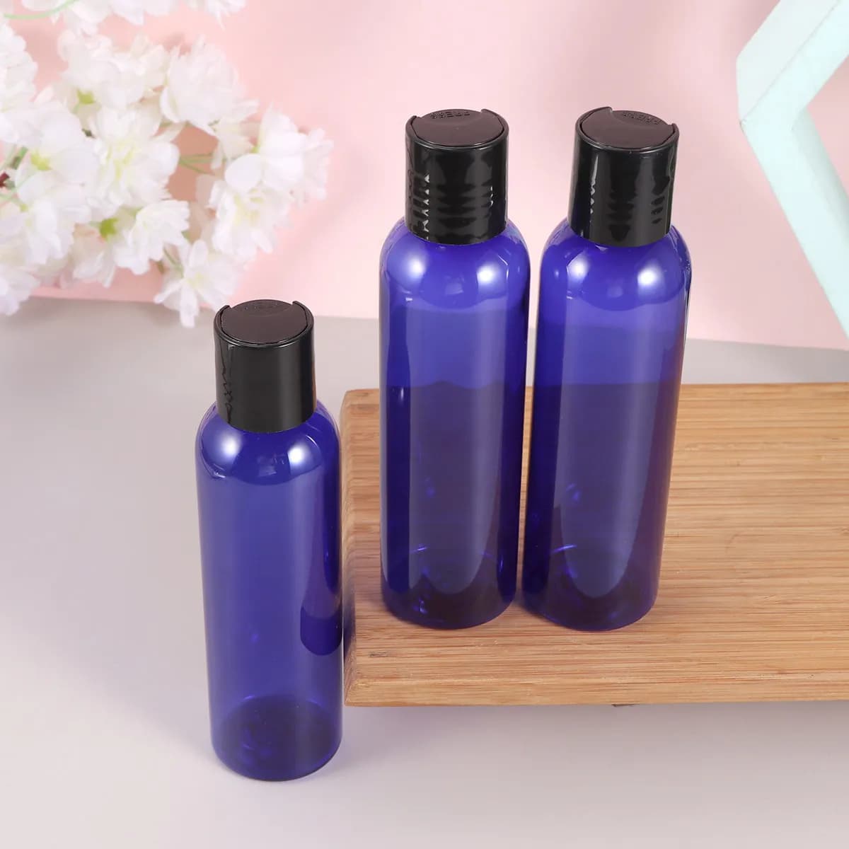 20Pcs Travel Containers Premium Food-Grade Plastic Portable Toiletries Liquid Storage Bottles Clear Blue Black Handy