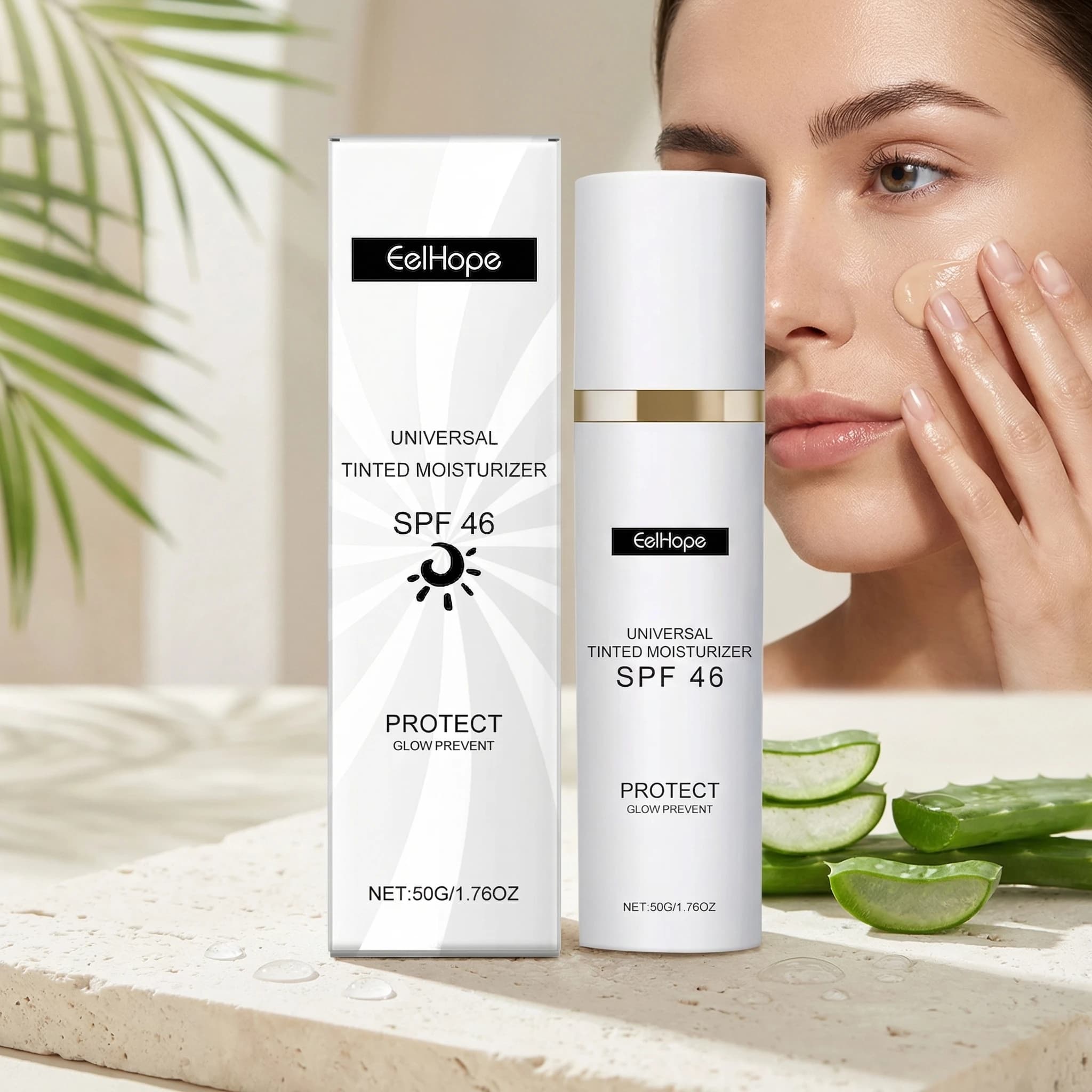 Solar cream for body 50G, light, moisturizing, nourishing, soothing, against redness, UV protection, refreshing, illuminating.
