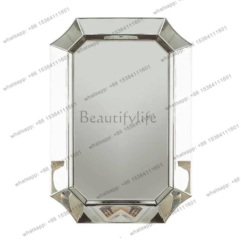 pg45Specchio da bagno quadrato europeo a parete, lavabo da bagno, specchio per il trucco da appendere alla parete