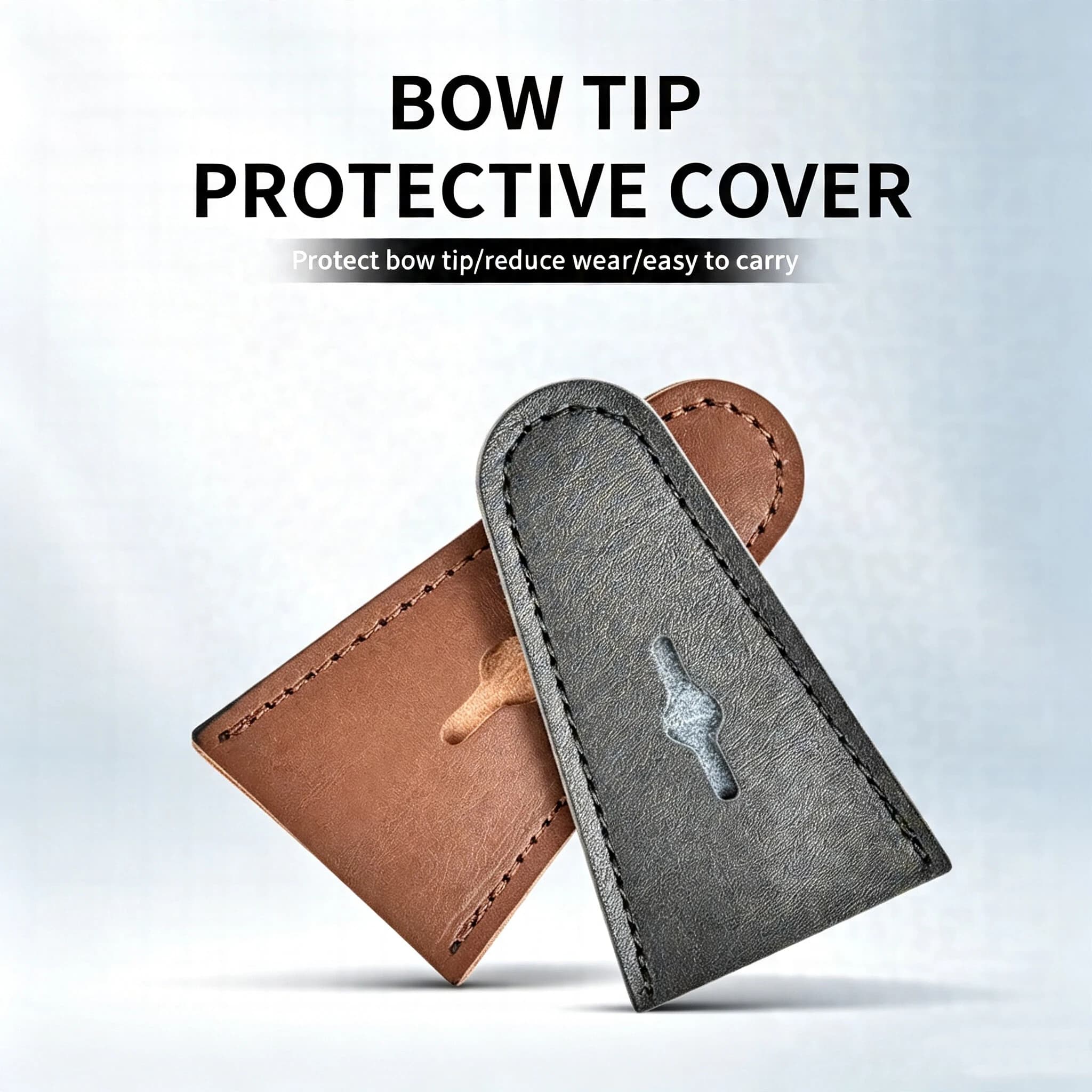 Leather Bow Limb Tip Protectors Wear-Resistant Bow Tip Guards for Recurve Bow Longbow Archery Hunting Target Practice