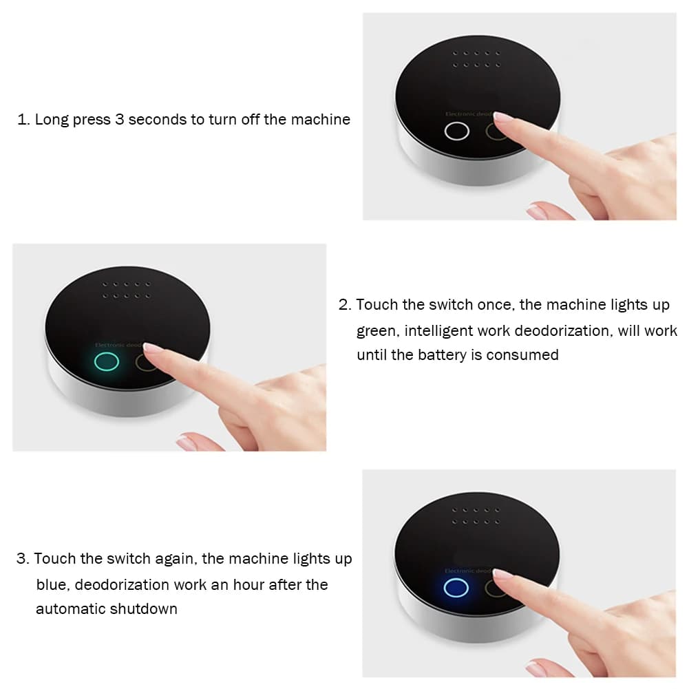 Air Purifier Deodorizer Multipurpose Efficient Deodorant USB/Battery Powered for Cabinet Refrigerator Car Bathroom