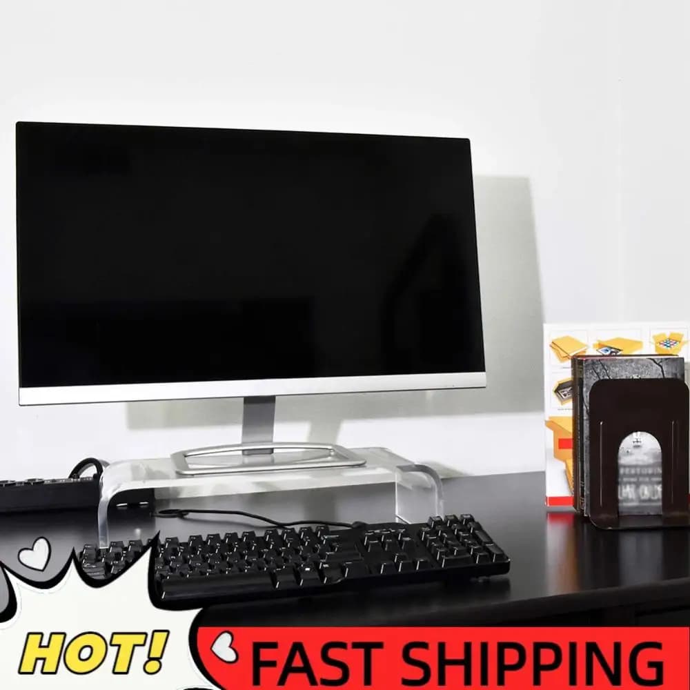 Support for Transparent Acrylic Monitor, Desktop Enhancement, Laptop Support, Printer, TV, Screen and Keyboard with Vano Storage