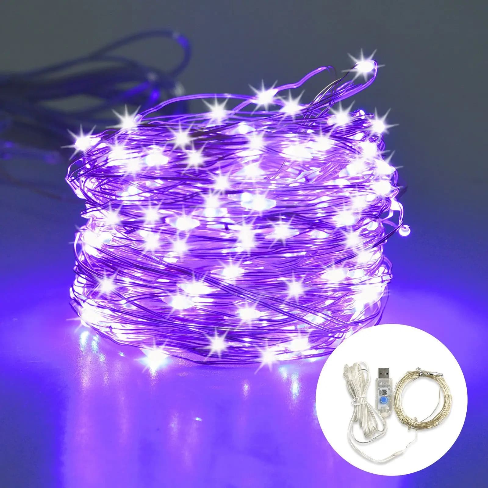 Stringa luminosa a LED 1M-30M - Lucine in filo di rame alimentate tramite USB/batteria per matrimoni, feste, decorazioni natalizie