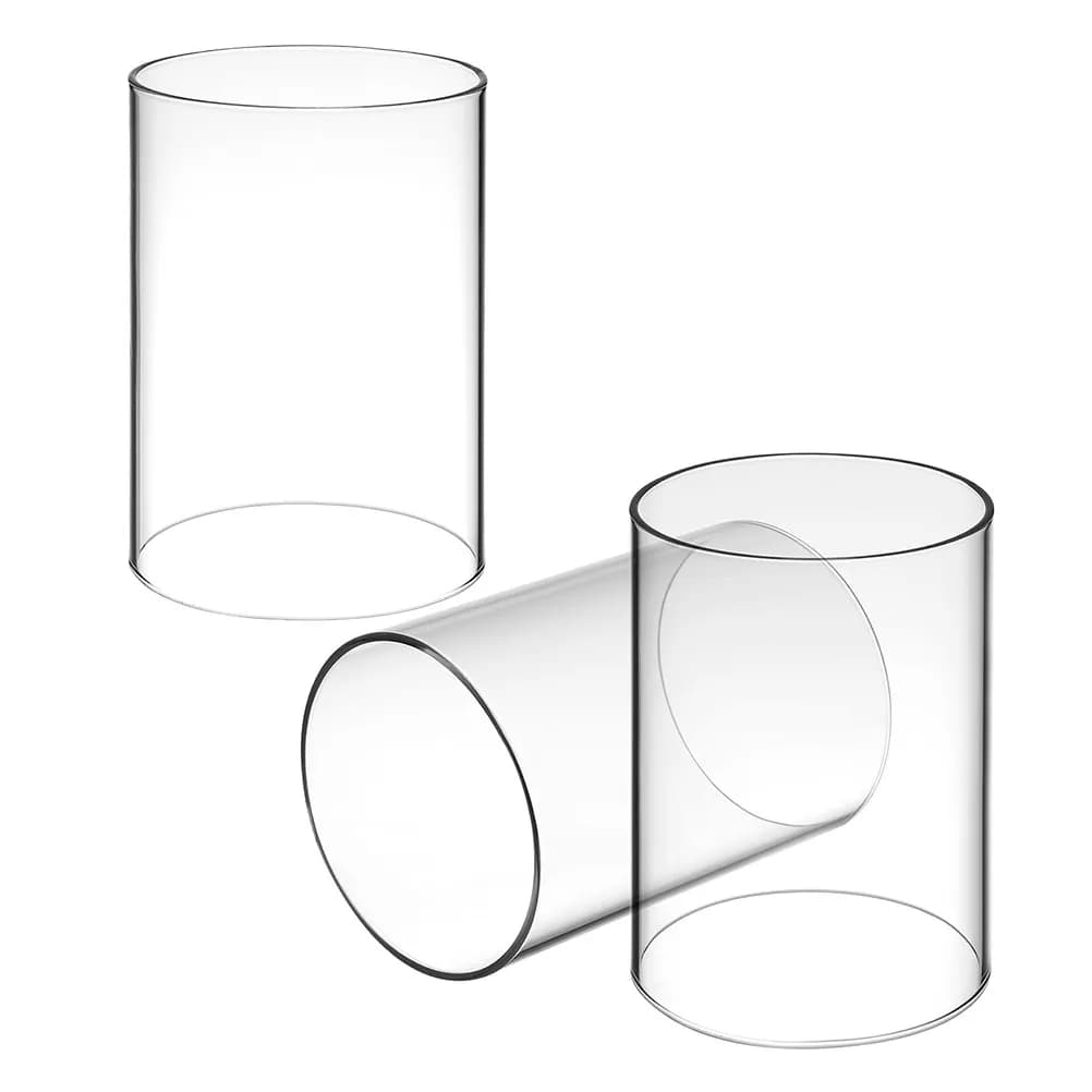 Set di 3 Coperture in Vetro Trasparente a Cilindro Antivento per Candele a Colonna e Votive - Decorazione per la Casa