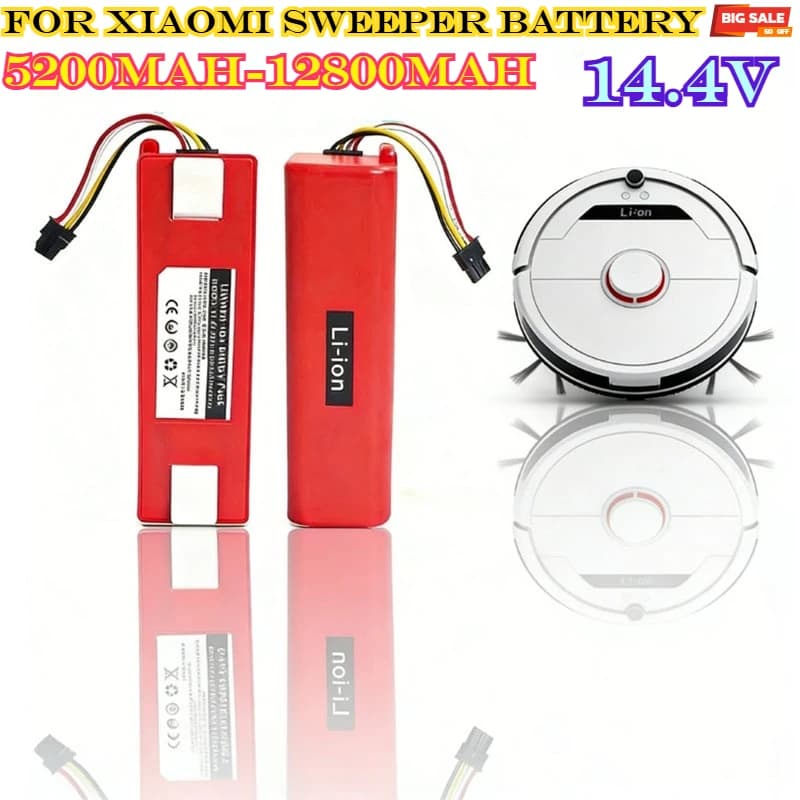 Batteria di ricambio BRR-2P4S-5200D per XIAOMI 1S 1ST Roborock SDJQR01RR Spazzare Robot Aspirapolvere 12800mAh