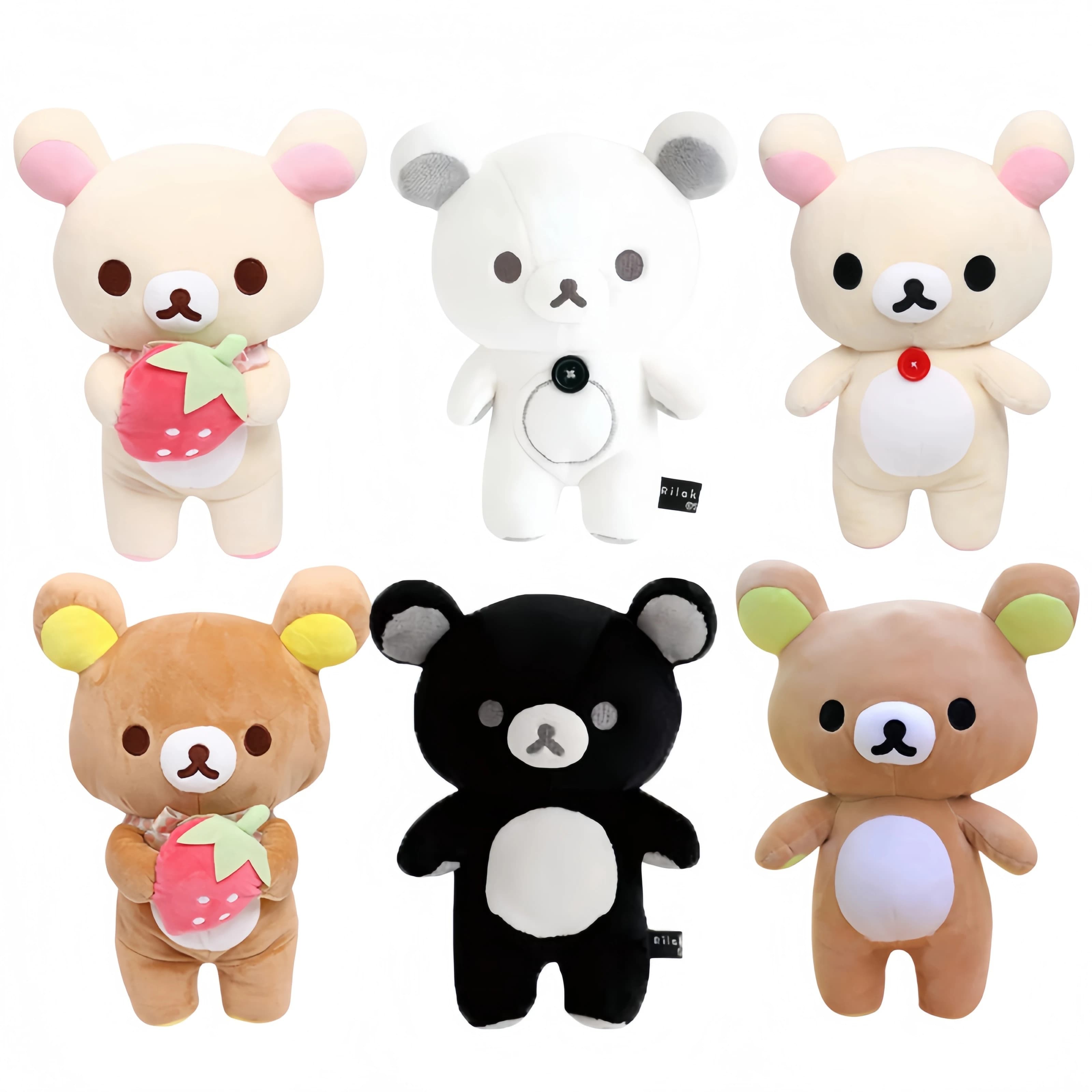 Kawaii Classic Rilakkuma Korilakkuma Plush Toy Black And White And strawberry Rilakkuma Teddy Bear Peluche Stuffed Doll Gift