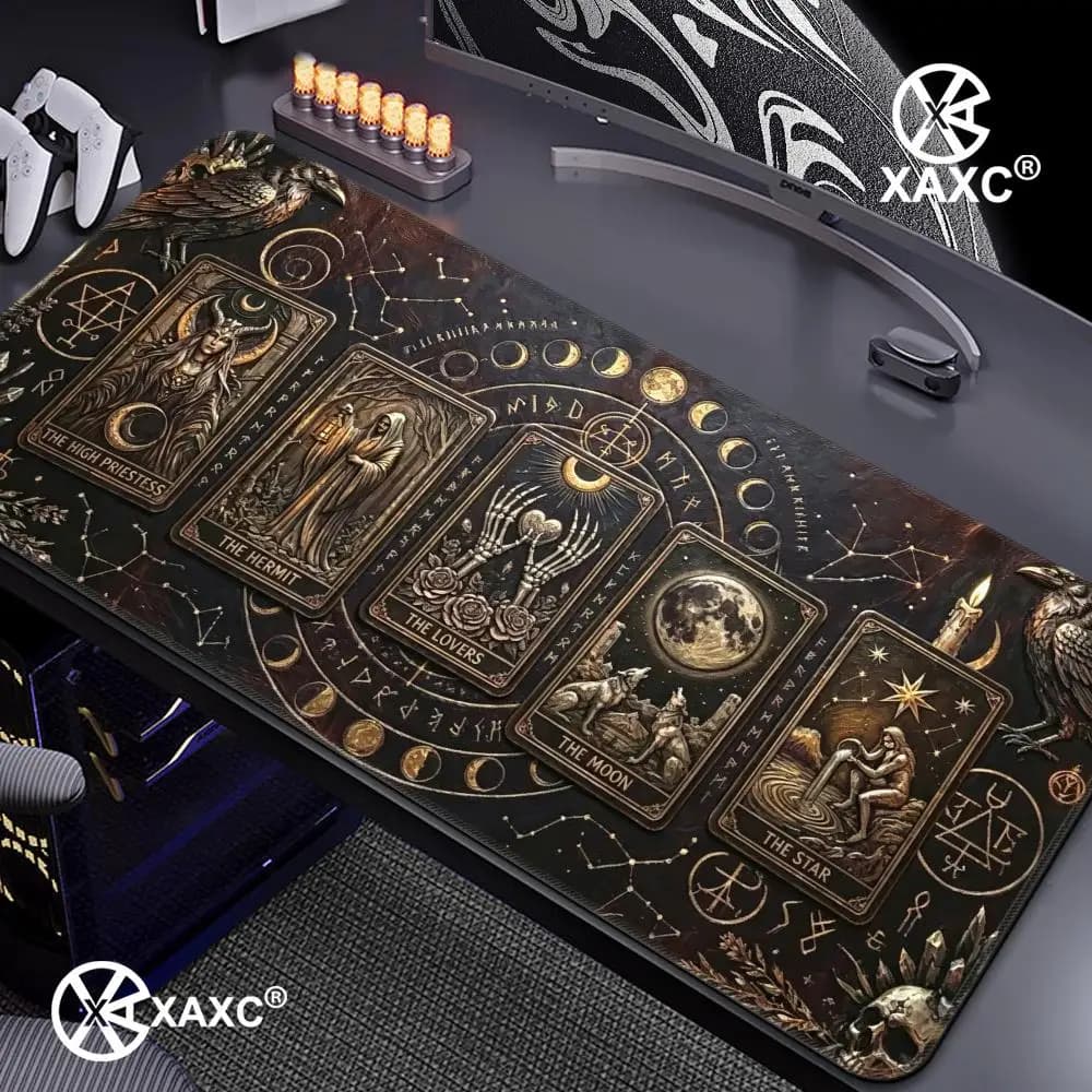 Tappetino da Scrivania Gotico Witchy, Mousepad Dark Academia, Decorazione con Carte dei Tarocchi, Tappetino XXL per Tastiera, Effetto Libro di Incantesimi, Tappetino da Gaming HYBXXC