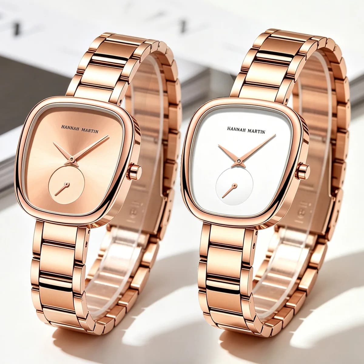 1/2Pc Women's Watch Original Elliptical Case 34mm Barrel shaped Clock Quartz Movement Timing Subdial Stainless Steel Strap European Minimalist Style Dial Paired With Summer Dress Watch Local Fast Shipping
