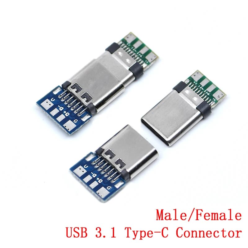 10 pcs USB 3.1 connector type C 12 24 pin female/male socket adapter for welding wire and cable 24 pin support PCB card