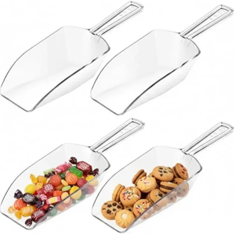 Set di Paletta Multiuso in Plastica Trasparente per Buffet di Dolci, Paletta in Acrilico per Cucina, Ghiaccio, Popcorn, Polveri Proteiche, Gelato
