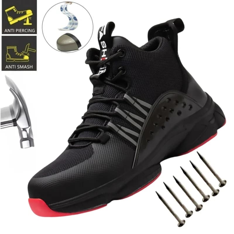 Safety Work Boots Men Steel Work Sneakers Indestructible Shoes Anti-smash Anti-puncture Work Shoes Male Warehouse, Mining Boots