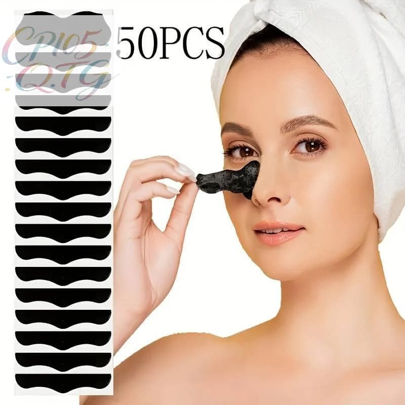 50Pcs Nose Blackhead Remover Mask Shrink Pore Treatment Sticker Black Dots Strips Nose Deep Cleansing Skin Care