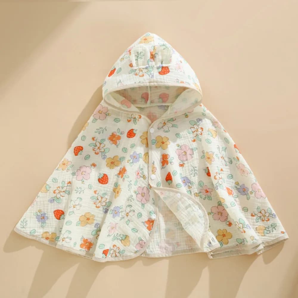 Cotton Children Sunscreen Cloak UV Protection Ultra-Thin Design Infant Muslin Bath Cape Portable Lightweight Kids Bath Towel