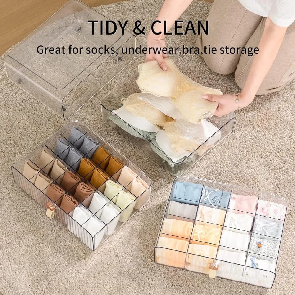 Stackable 1-cell underwear organizer – for bras, socks, ties, belts and scarves, dresser for wardrobe