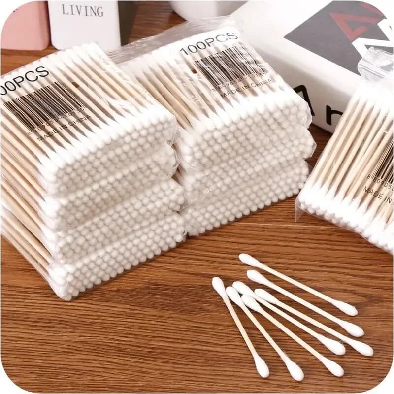 200/500 Double Round Headed Cotton Swabs Headed Cotton Swabs Bamboo Sticks Nose Ears Personal Care