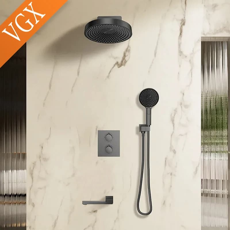 VGX Hidden thermostatic shower system Set Shower system with digital temperature display Set rain bath shower faucet