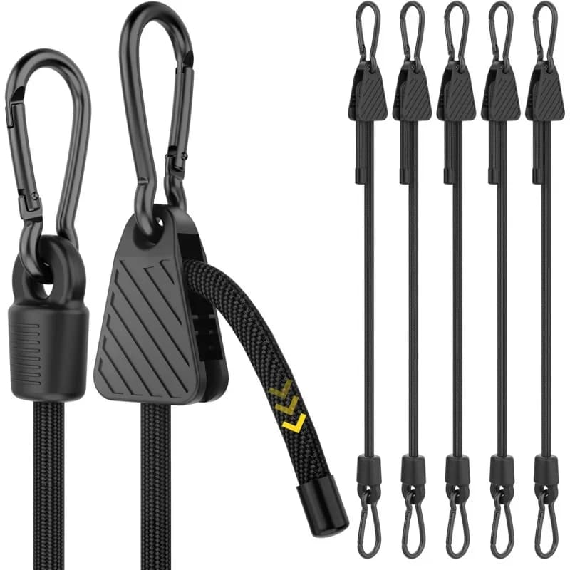 1-6PCS Adjustable Bungee Cord with Hooks 7-48 Inch Heavy Duty Elastic Tie Down Strap for Cargo Camping Bike Rack Tent