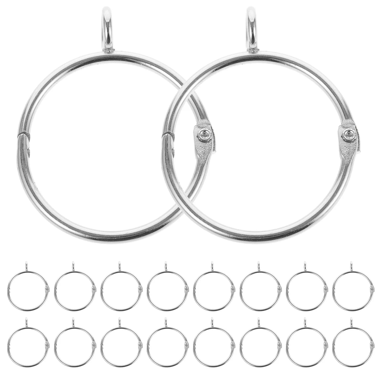 20Pcs Stainless Steel Shower Curtain Rings Thick Stainless Eyelet Rings Hanging Hooks Silent Sliding Function